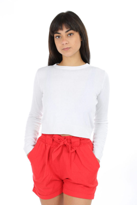 Mixed linen, belt knot pouch shorts that takes off your outfit