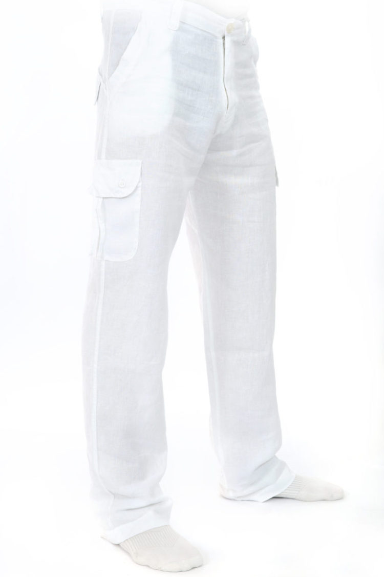 Mixed linen outer pocket Men Pants made in Greece