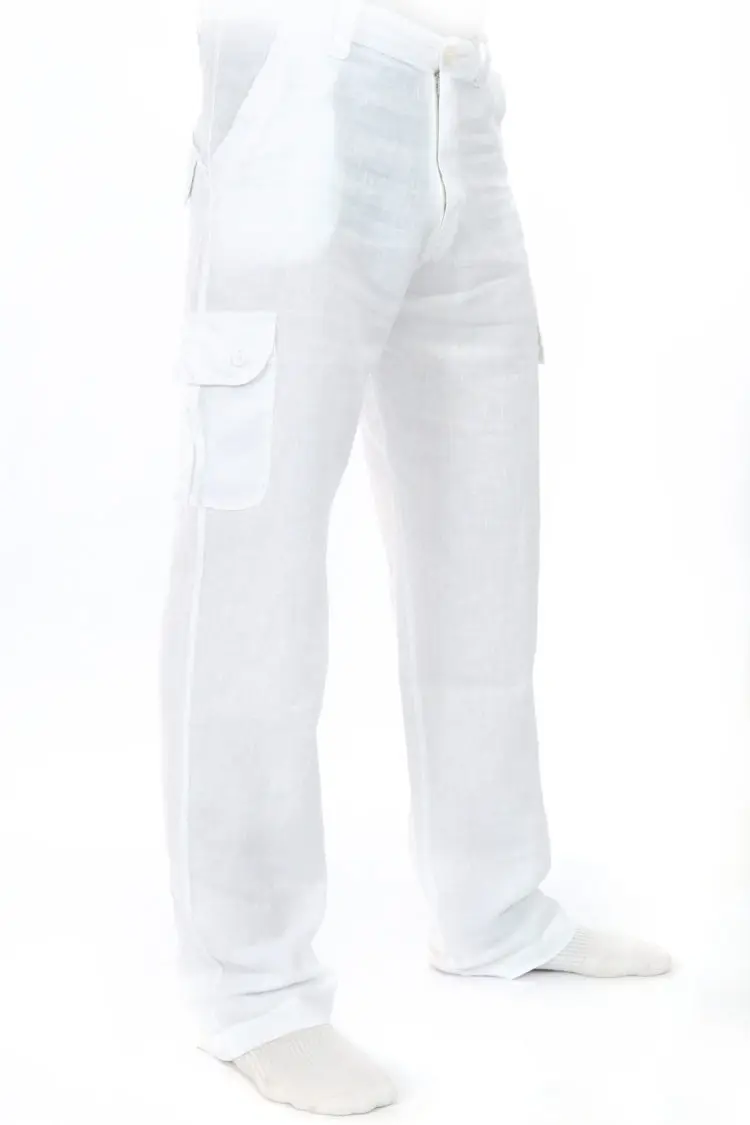 Mixed linen outer pocket Men Pants made in Greece