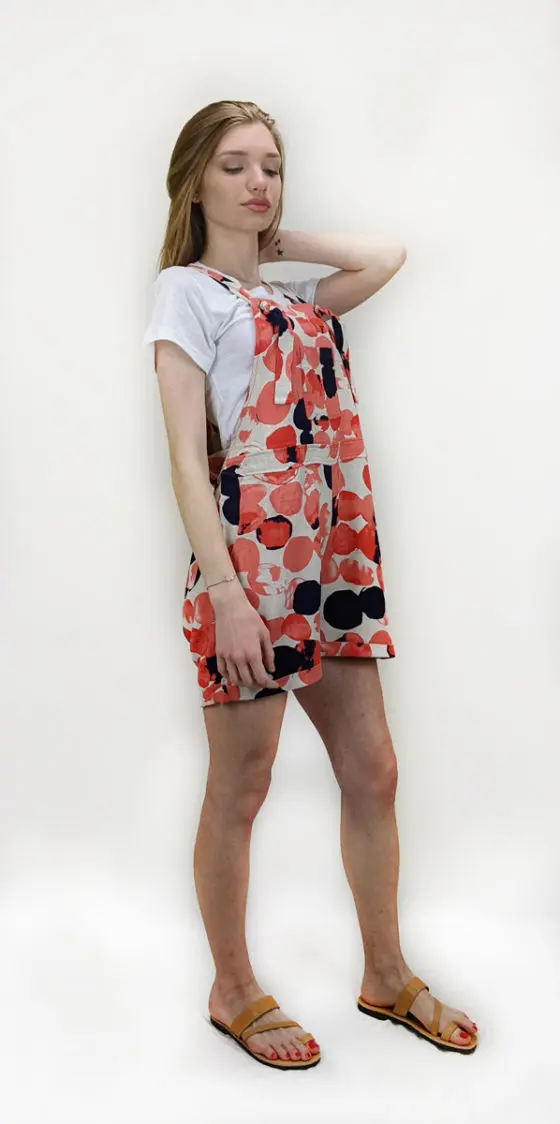 Mixed linen, short Overalls with roll ups at the end