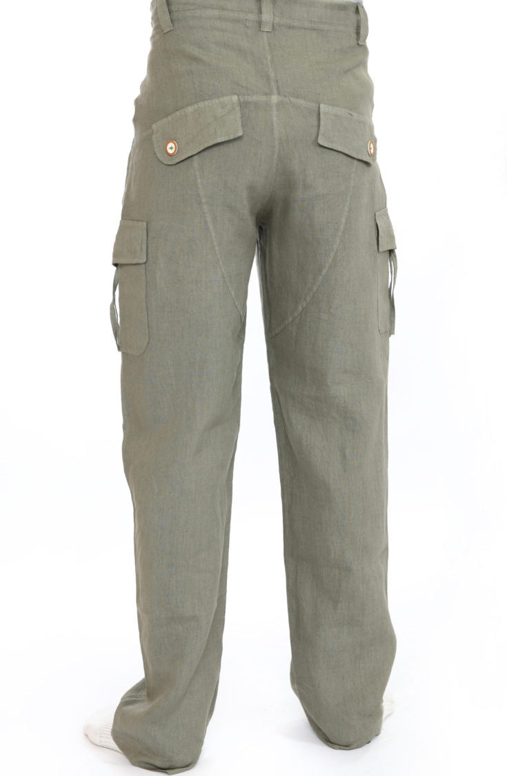 Mixed linen outer pocket Men Pants made in Greece