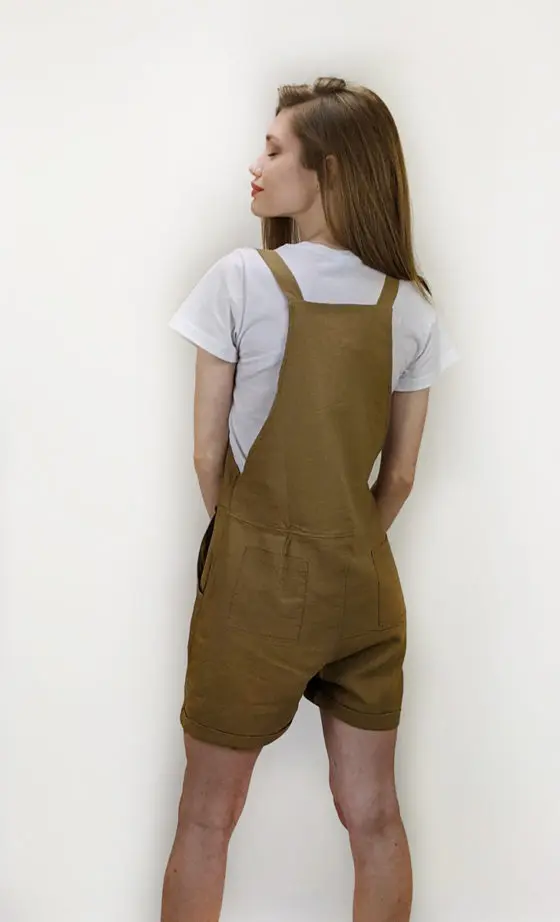 Mixed linen, short Overalls with roll ups at the end