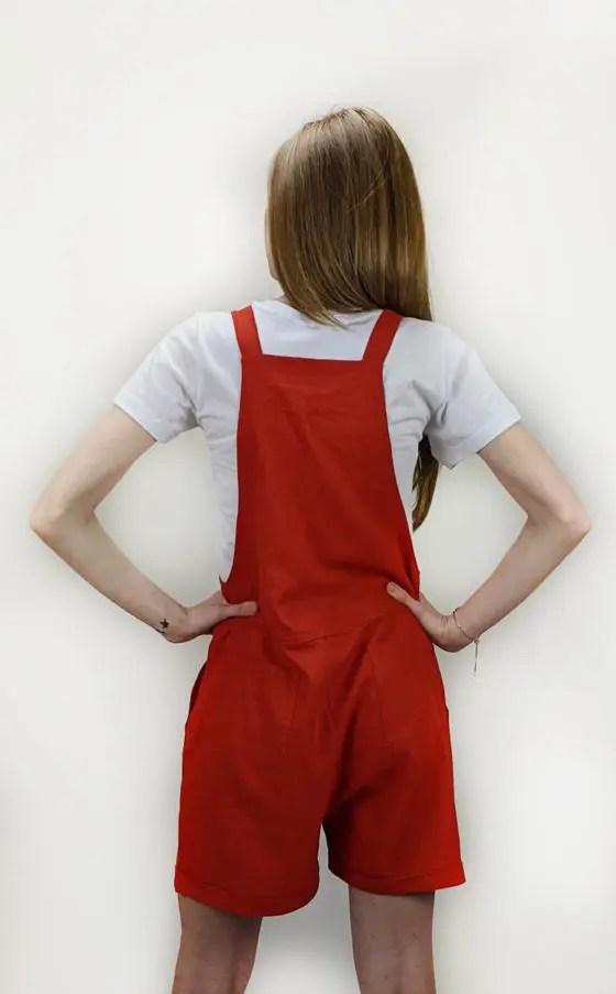 Mixed linen, short Overalls with roll ups at the end