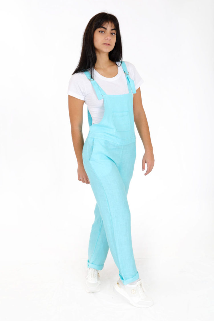 Mixed linen drawstring adjustment Jumpsuit with pockets for convenience and style