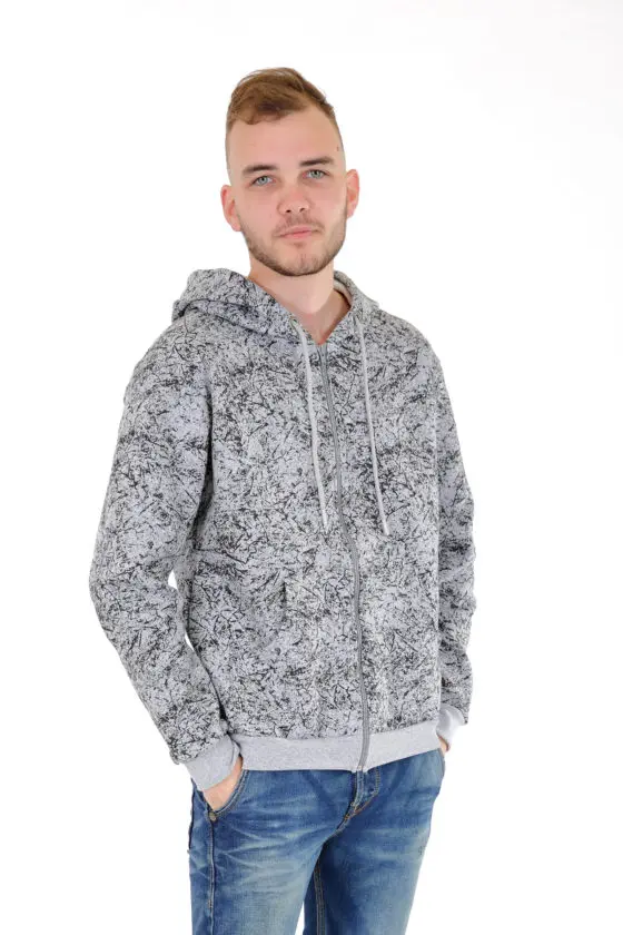 Sweatshirt jacket 310gr with a classic line with a "waterfall" print design - Image 3